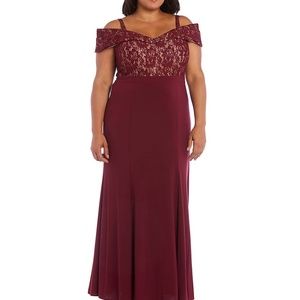 R & M Richards bling lace burgundy 16W dress NWT